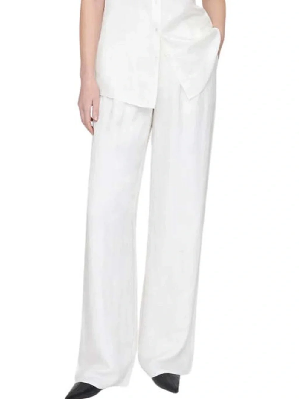 Anine bing Linen Wide-Leg Pants Classy nwt preppy high waisted ruti toteme cos
